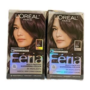 NEW [2 Boxes] L'Oreal Feria Shimmering Permanent Hair Color #521 COOL AMETHYST